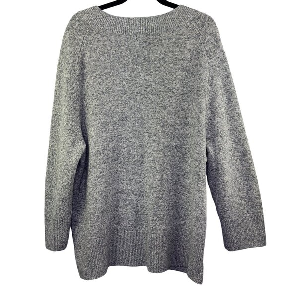 a new day Women's V-Neck Sweater Gray Cotton/Acrylic Blend Size L - Picture 2 of 5